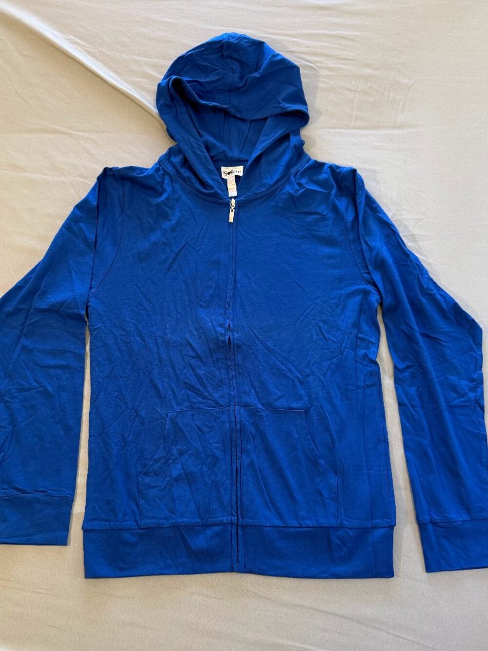 Solar Collection Juniors Lightweight Full Zip Hoodie Blue Size Large New W/O Tag
